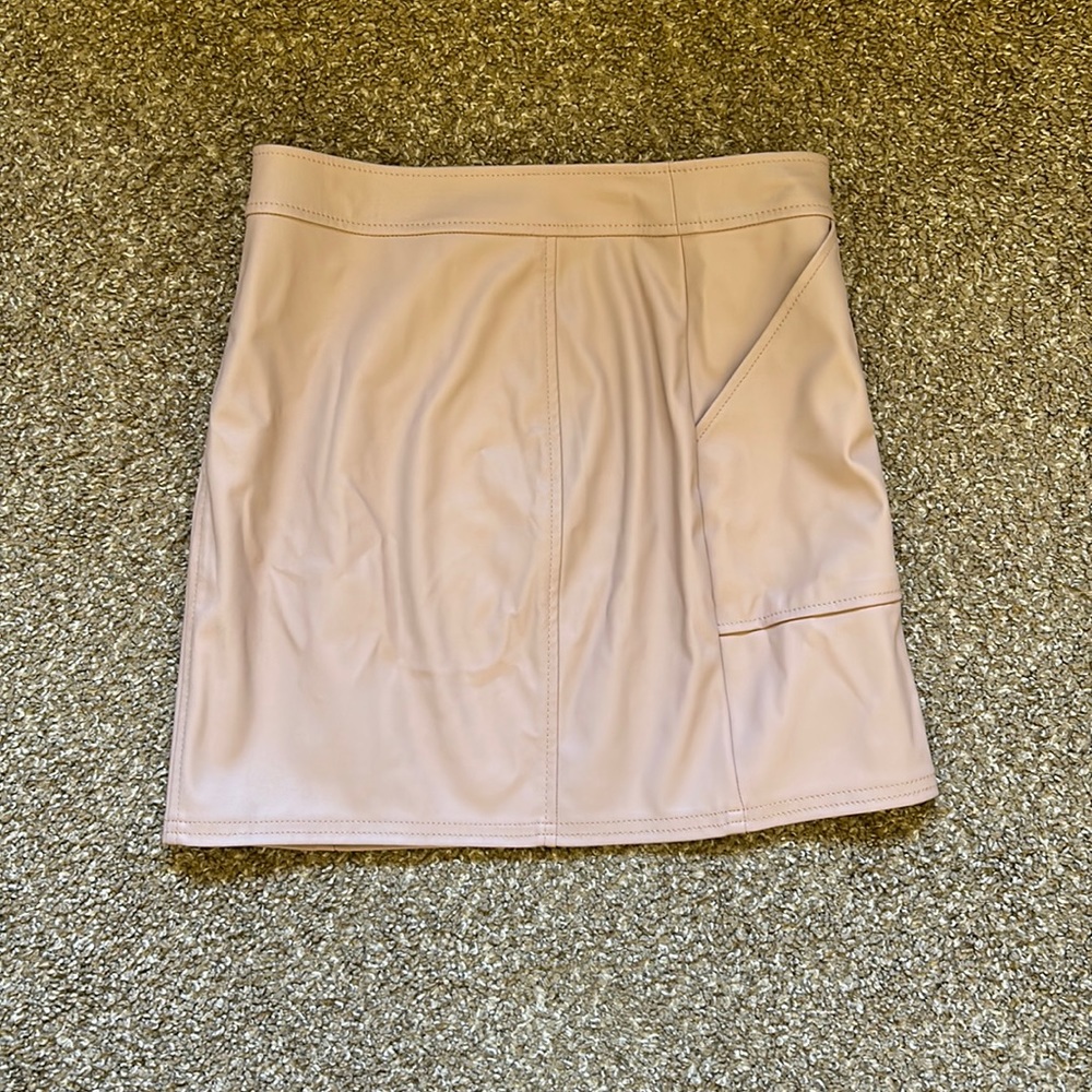 Pink leather skirt